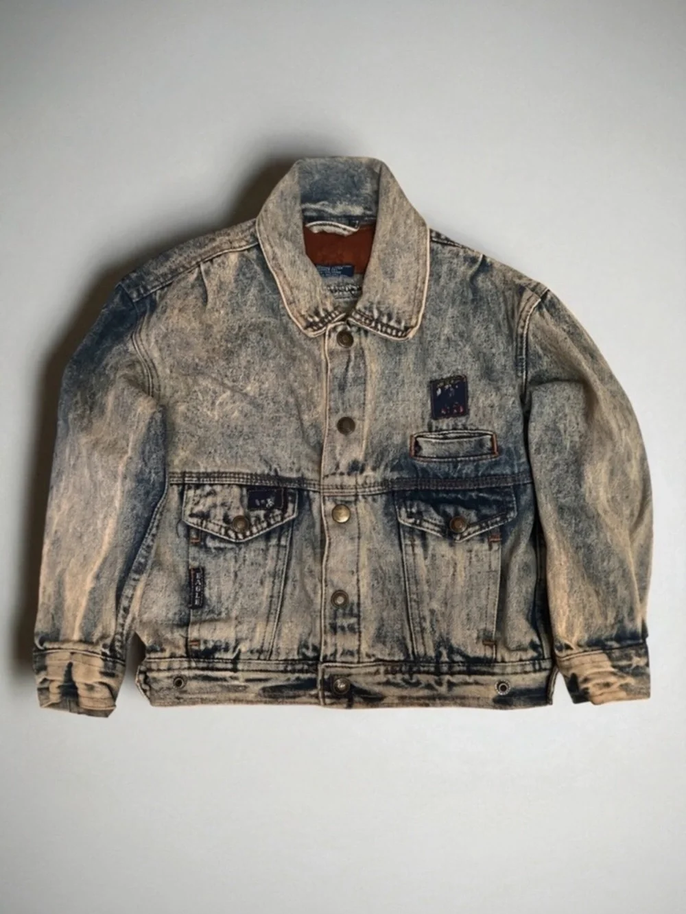 Vintage 90s American Eagle Electric Kids Acid Wash Denim Jacket Boys 4